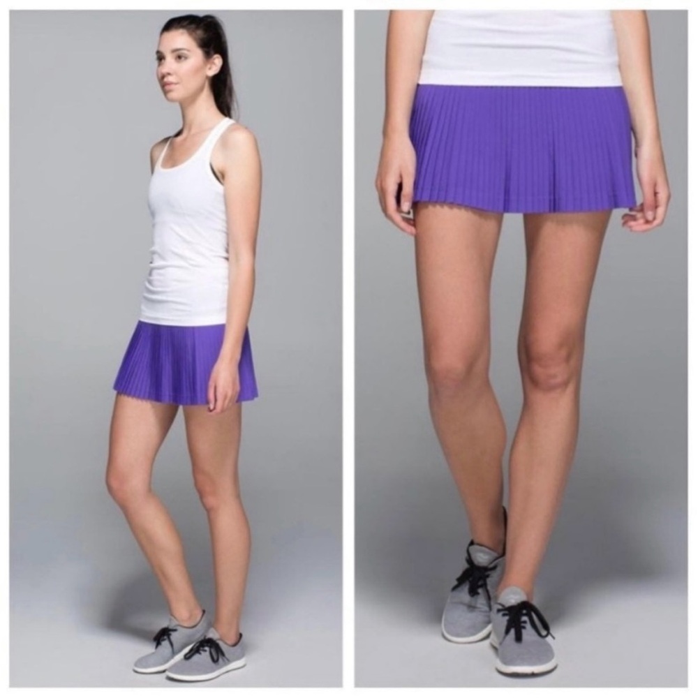 Lululemon Pleat To Street Skirt II Pleated Mini Skort Zip Pocket Luxtreme Purple